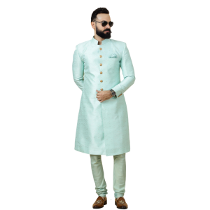 Regal Seafoam Banarasi Brocade Sherwani for Men | Father Son Combo | Perfect Groom Wear